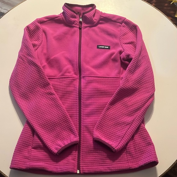 Like New! Land's End Women's Long Sleeve Full Zip Grid Fleece Jacket Small 6-8 - Picture 1 of 5
